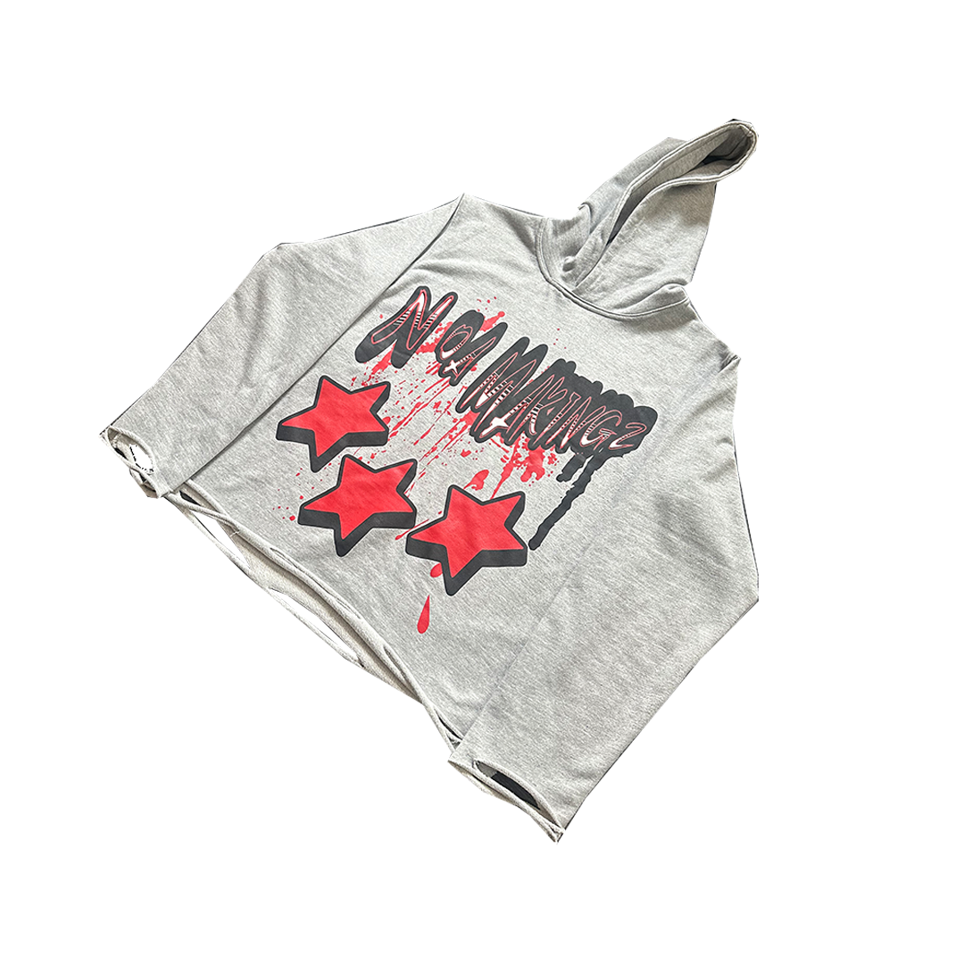 LIGHT GREY STAR HOODIE